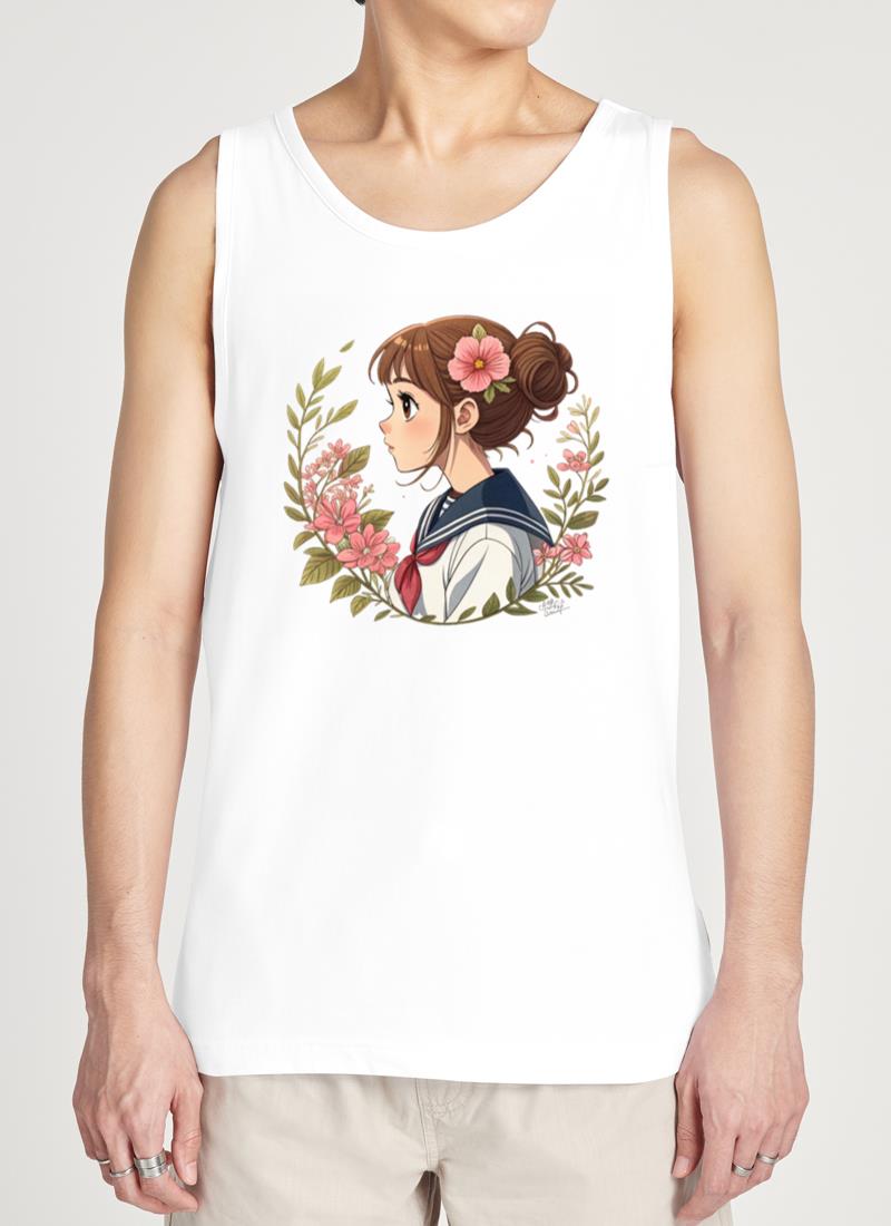 ???? Charming Anime Girl Sailor, Flower Crown ???? - Unisex Tank Top
