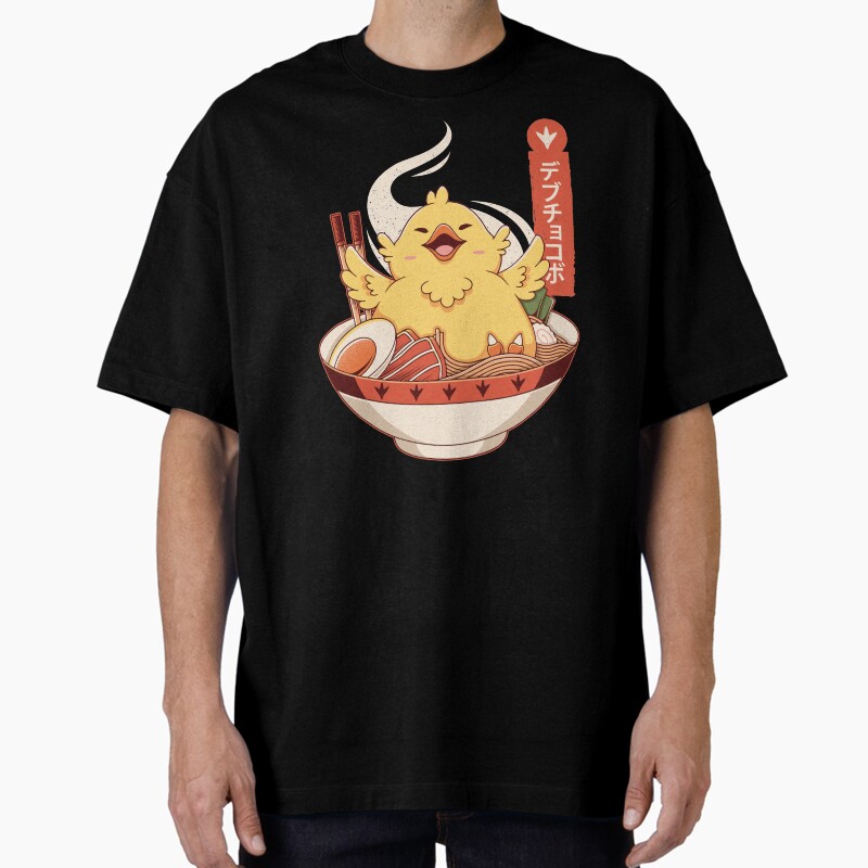 Fat Chocobo Ramen Unisex Graphic T Shirt  Short Sleeve Tee Everyday Casual Wear