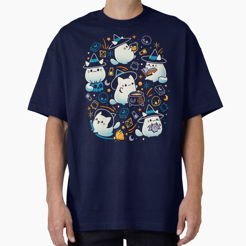 Whiskers And Witchcraft - Cute Cat Witch Unisex Graphic T Shirt  Short Sleeve Tee Everyday Casual Wear