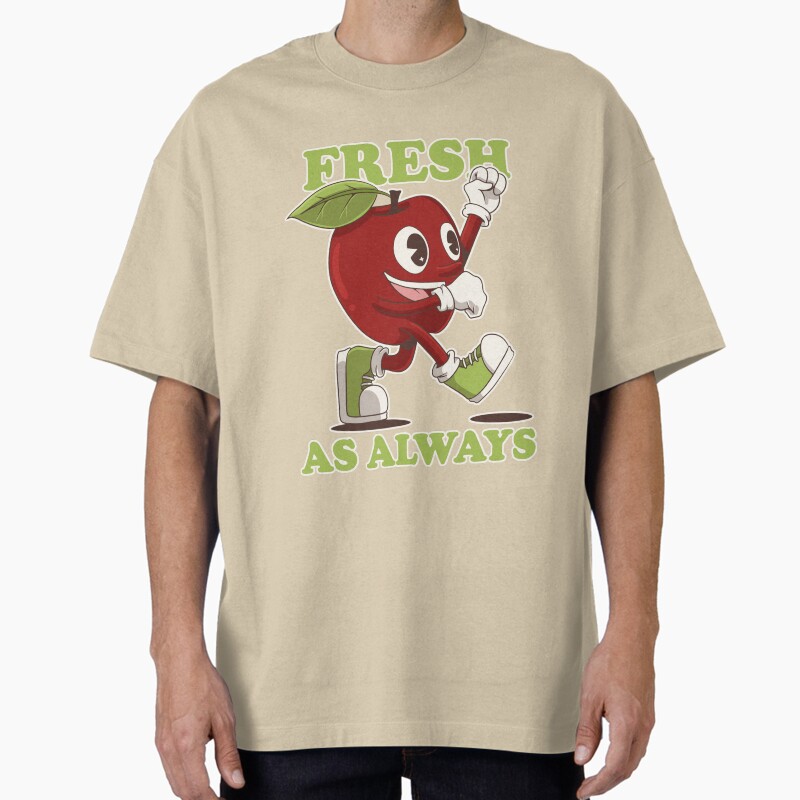Fresh As Always  Energetic Apple Character Unisex Graphic T Shirt  Short Sleeve Tee Everyday Casual Wear