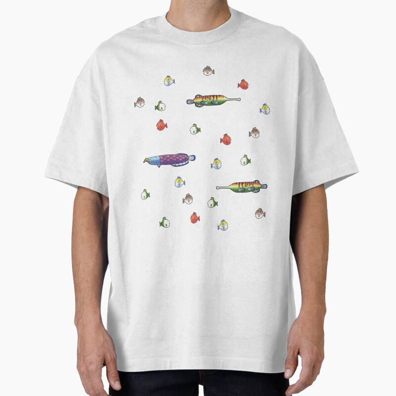 Fishing Wii Sports Fish Species - Seamless Pattern Unisex Graphic T Shirt  Short Sleeve Tee Everyday Casual Wear