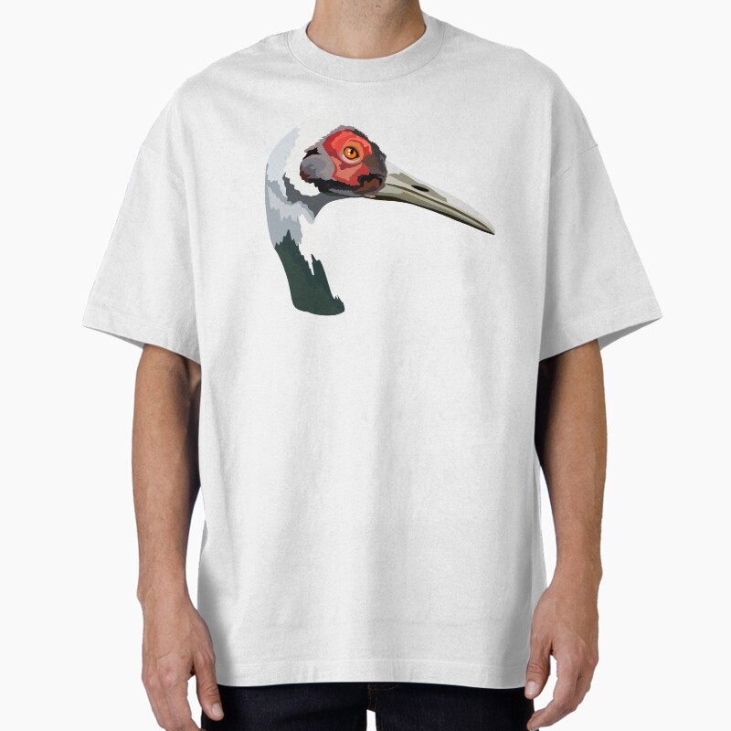 W Is For White Naped Crane,White-Naped Crane Illustration  Elegant Migratory Bird Artwork Unisex Graphic T Shirt  Short Sleeve Tee Everyday Casual Wear