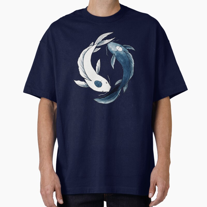 Tui And La - Yin & Yang Koi Unisex Graphic T Shirt  Short Sleeve Tee Everyday Casual Wear