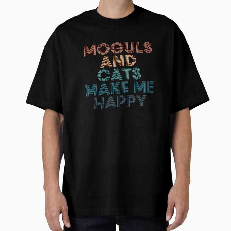 Moguls And Cats Make Me Happy- Gift For Moguls & Cats Fans Unisex Graphic T Shirt  Short Sleeve Tee Everyday Casual Wear