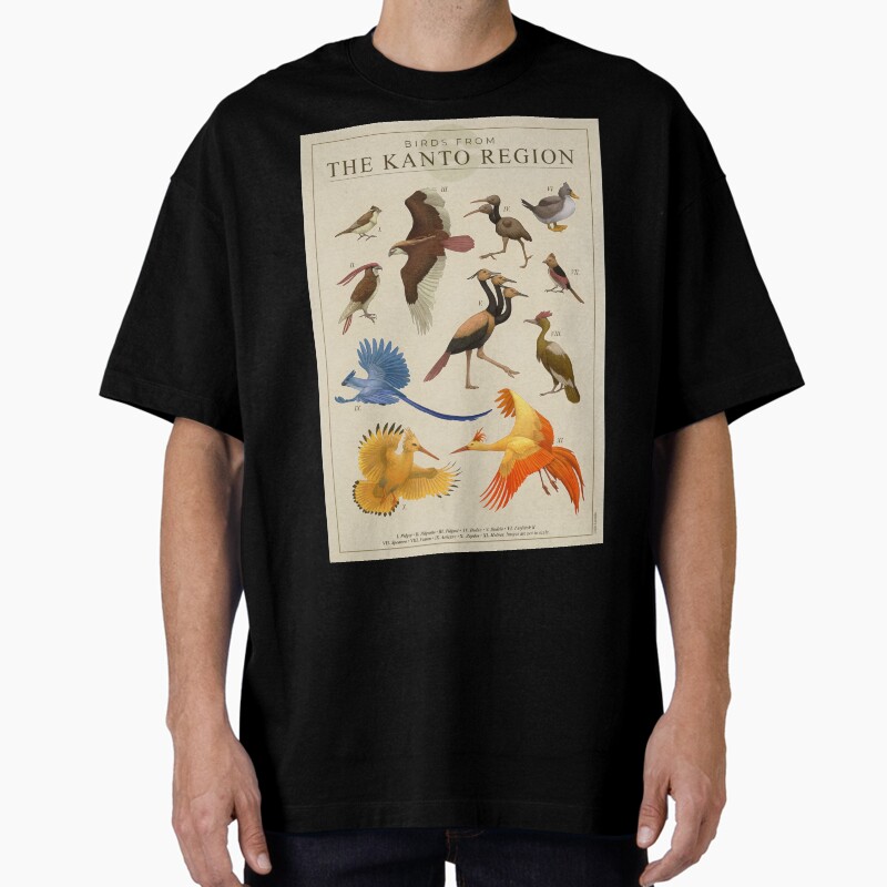 Birds Of Kanto Unisex Graphic T Shirt  Short Sleeve Tee Everyday Casual Wear