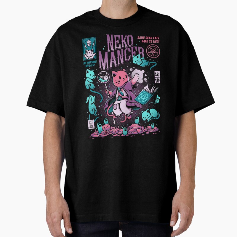 Nekomancer Unisex Graphic T Shirt  Short Sleeve Tee Everyday Casual Wear