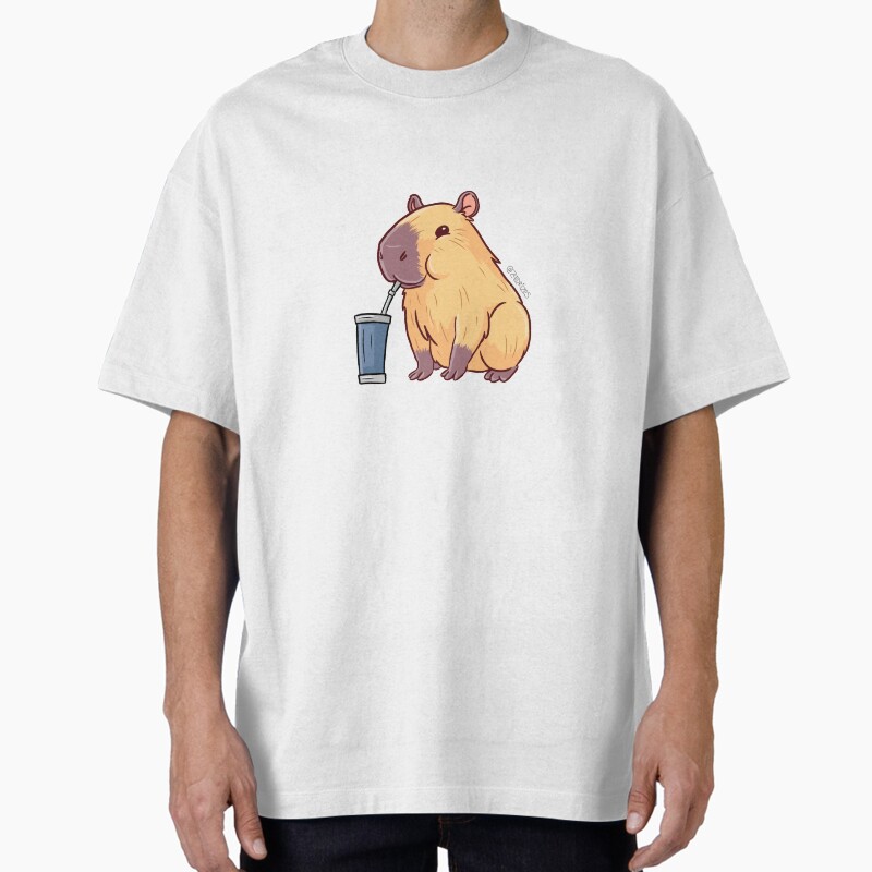 Capybara Drinking Terer Unisex Graphic T Shirt  Short Sleeve Tee Everyday Casual Wear