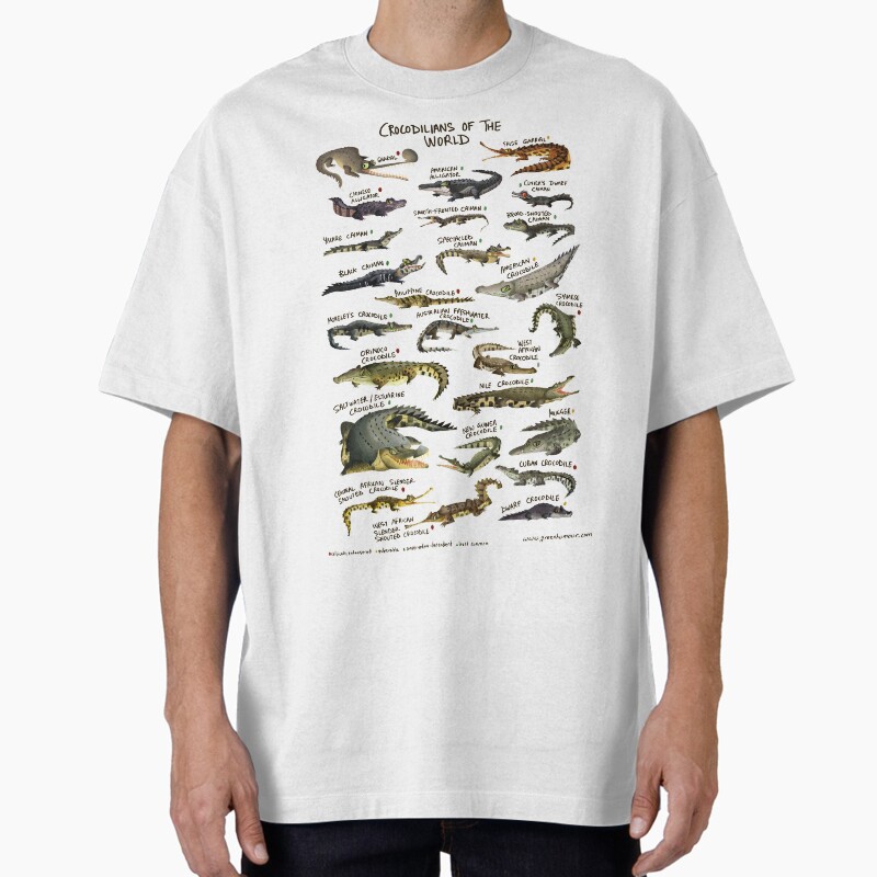 Crocodilians Of The World Unisex Graphic T Shirt  Short Sleeve Tee Everyday Casual Wear