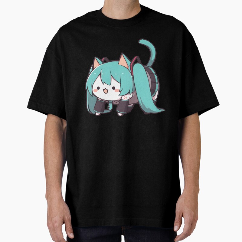 Hatsune Miku Cat Unisex Graphic T Shirt  Short Sleeve Tee Everyday Casual Wear