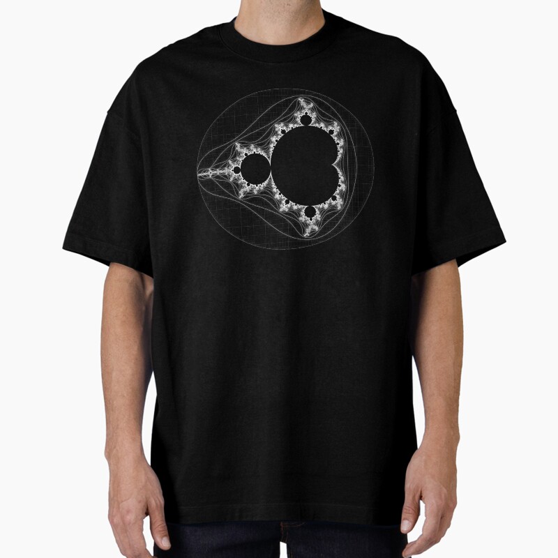 White - Linear Mandelbrot Unisex Graphic T Shirt  Short Sleeve Tee Everyday Casual Wear