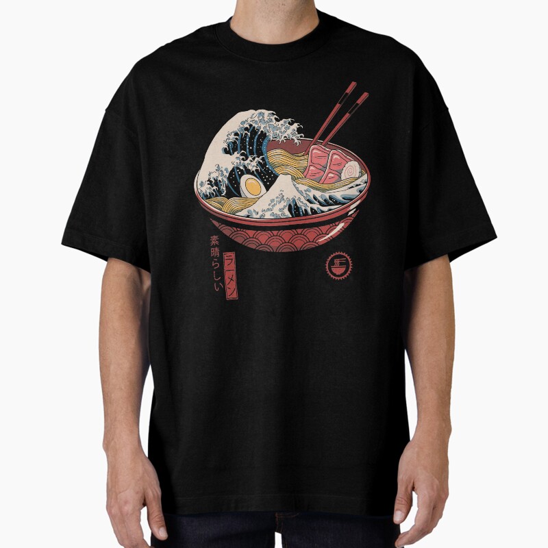 Great Ramen Wave Unisex Graphic T Shirt  Short Sleeve Tee Everyday Casual Wear