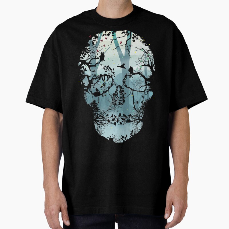 Dark Forest Skull Unisex Graphic T Shirt  Short Sleeve Tee Everyday Casual Wear
