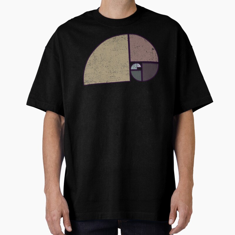 Fibonacci - The Golden Spiral In Geometry With Earth Tones Unisex Graphic T Shirt  Short Sleeve Tee Everyday Casual Wear