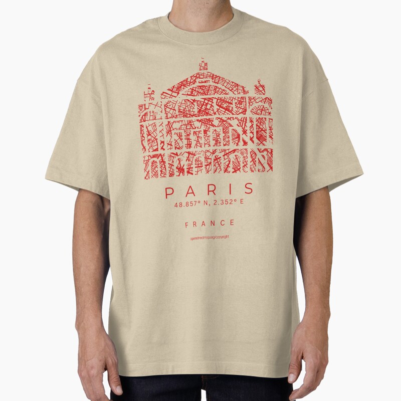 Paris Opera France Capital Minimalist City Map Unisex Graphic T Shirt  Short Sleeve Tee Everyday Casual Wear