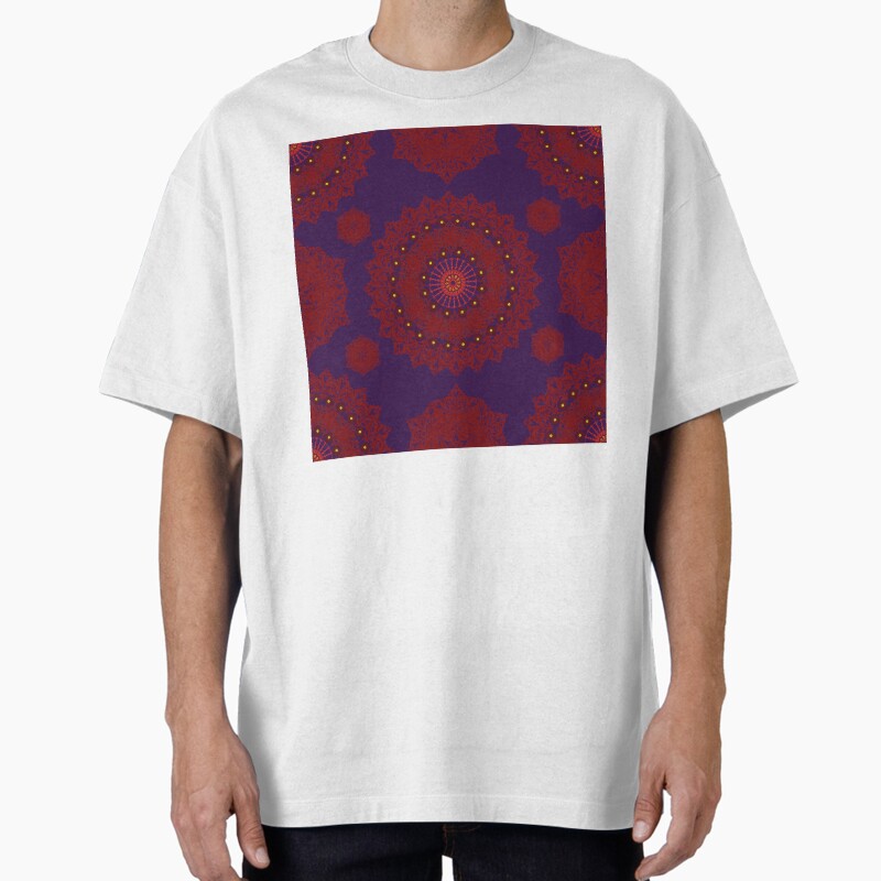 Royal Mandala Blossom  Purple Orchid Background Unisex Graphic T Shirt  Short Sleeve Tee Everyday Casual Wear