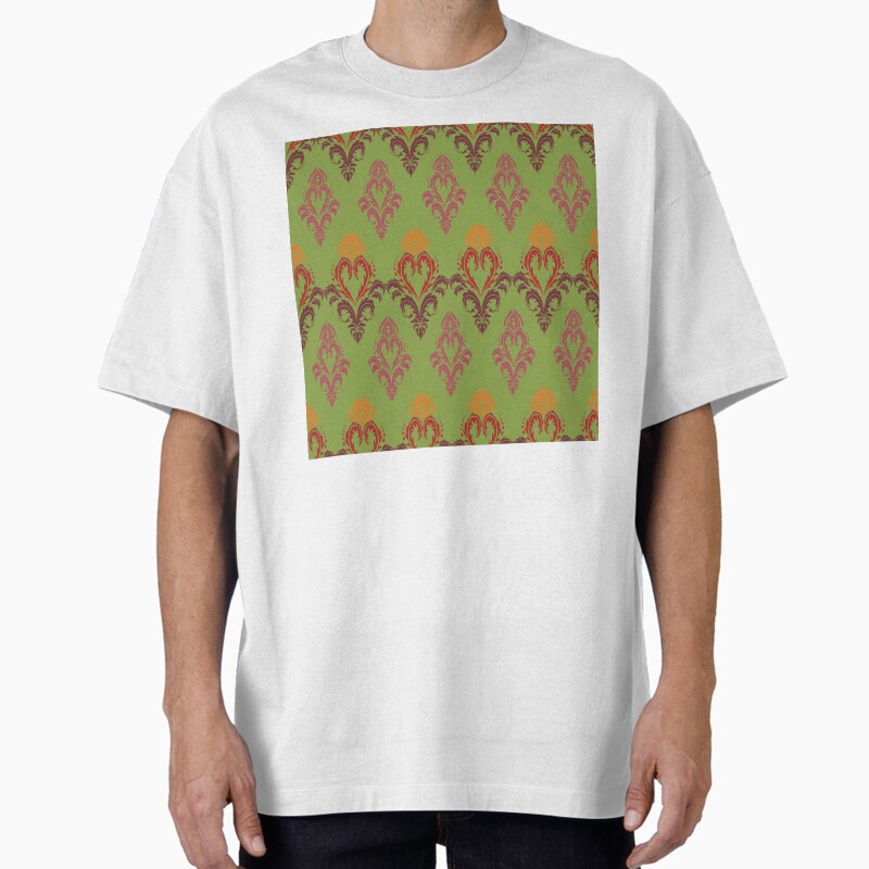 Thai Ornamental Blossom Pattern  Decorative Asian Design (Color Variant: Green) Unisex Graphic T Shirt  Short Sleeve Tee Everyday Casual Wear