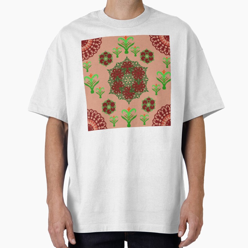 Folk Floral Mandala  Peach Garden Calm Unisex Graphic T Shirt  Short Sleeve Tee Everyday Casual Wear