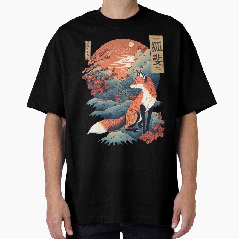 Japanese Fox 5 Unisex Graphic T Shirt  Short Sleeve Tee Everyday Casual Wear