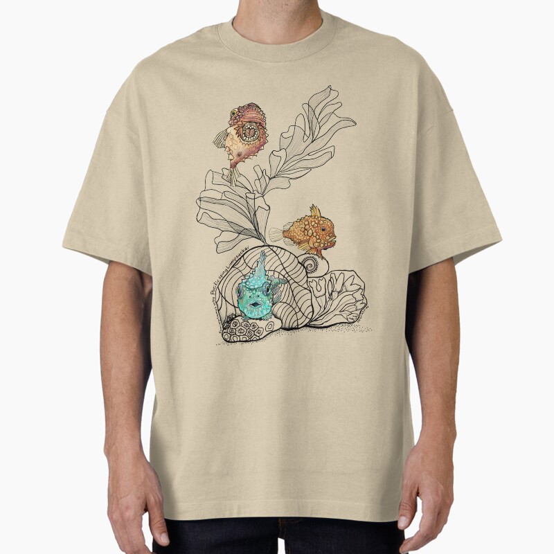Three Pacific Spiny Lumpsuckers Doodle Unisex Graphic T Shirt  Short Sleeve Tee Everyday Casual Wear