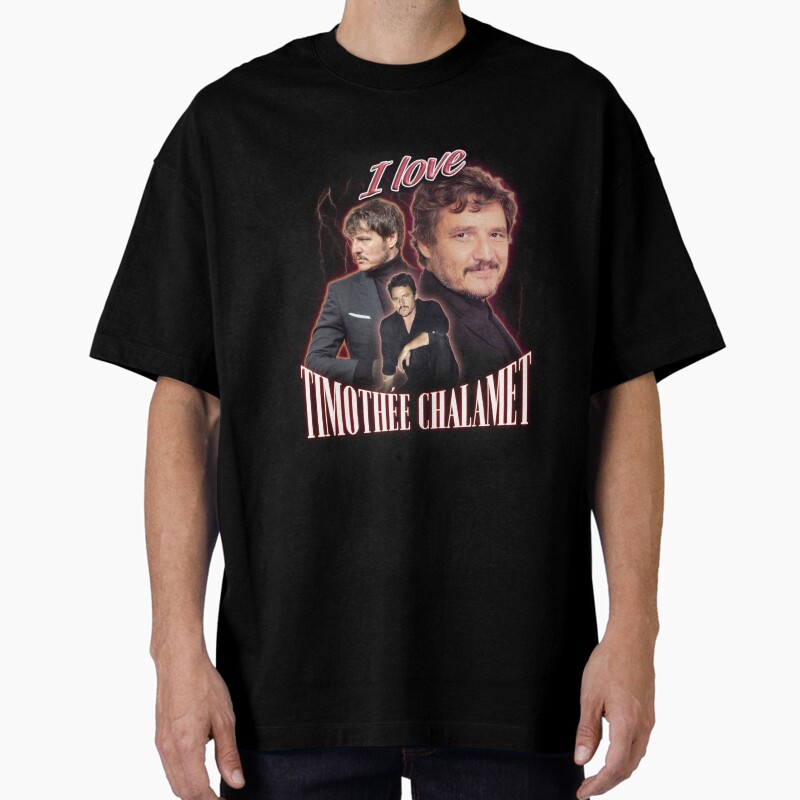 I Love Timothee Chalamet Pedro Pascal Cursed Fan Collage Unisex Graphic T Shirt  Short Sleeve Tee Everyday Casual Wear
