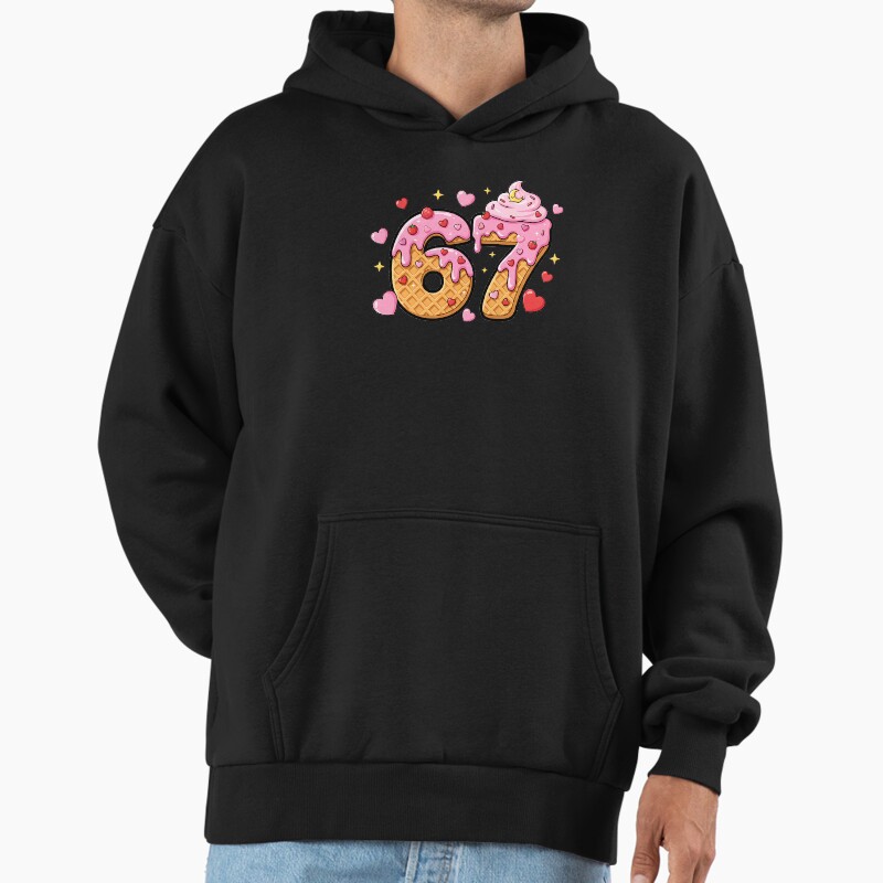 Bruh 67 Six Seven 6 7 Meme Valentines Funny Women Girl Kids Unisex Hoodie Pullover Casual Streetwear Graphic Print