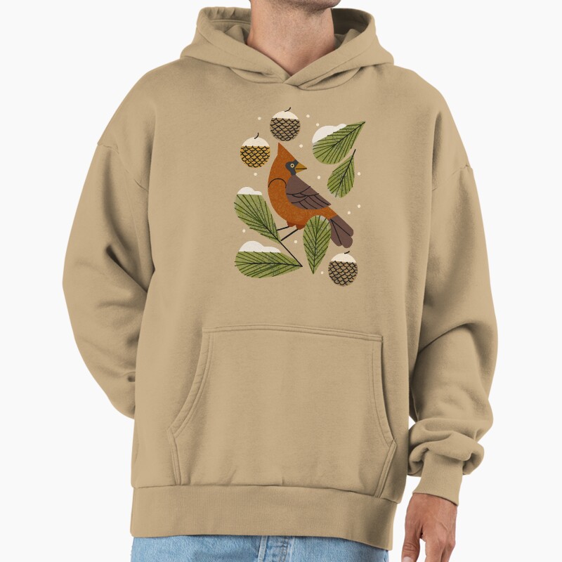 Winter Cardinal Unisex Hoodie Pullover Casual Streetwear Graphic Print