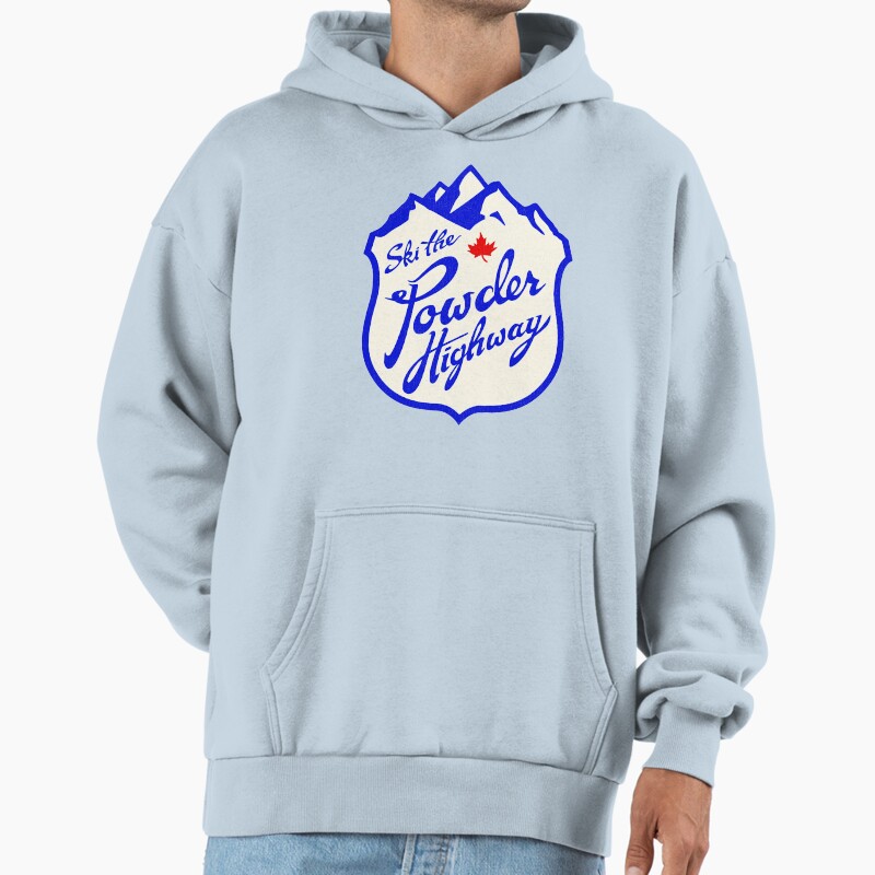 Ski The Powder Highway - Retro Bc Canada Skiing Unisex Hoodie Pullover Casual Streetwear Graphic Print