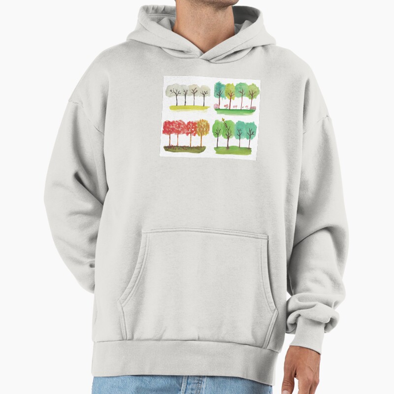 4 Seasons 4 Trees Unisex Hoodie Pullover Casual Streetwear Graphic Print