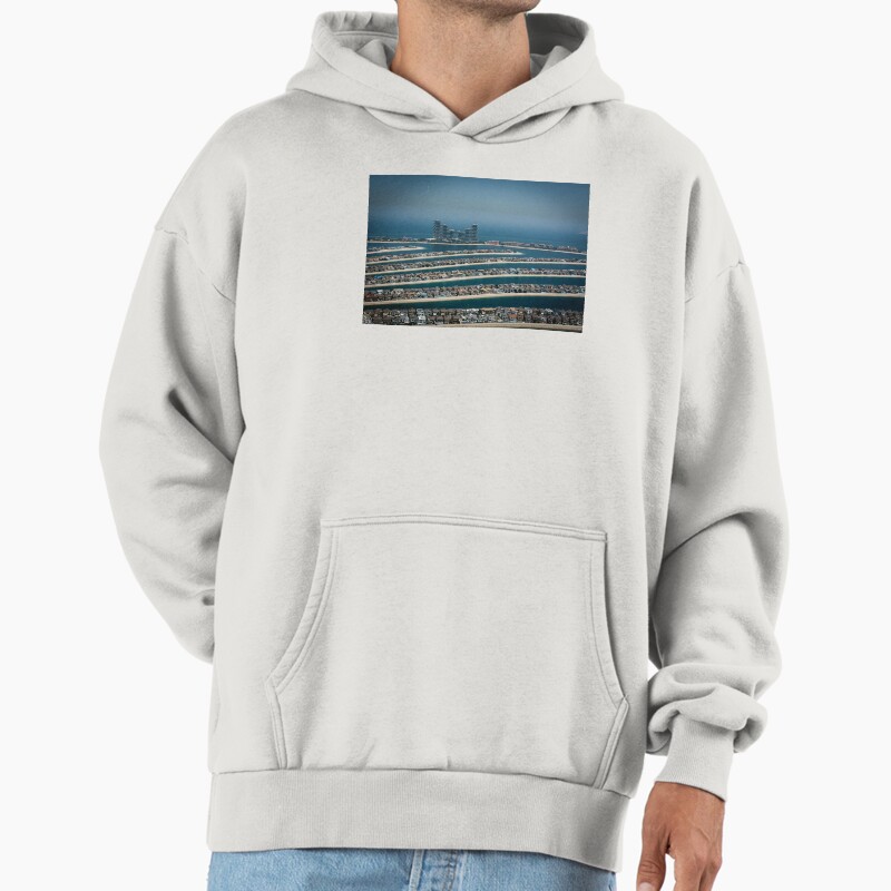 Dubai Palm Fronds - Architectural Ocean Symmetry Unisex Hoodie Pullover Casual Streetwear Graphic Print