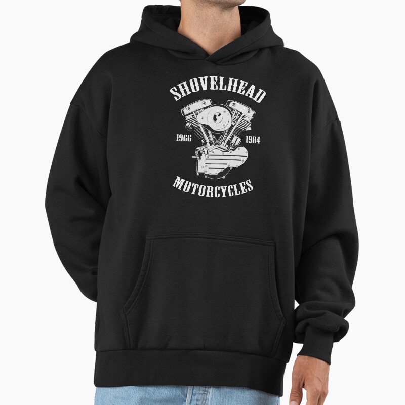 Harley Shovelhead Motorcycles Unisex Hoodie Pullover Casual Streetwear Graphic Print