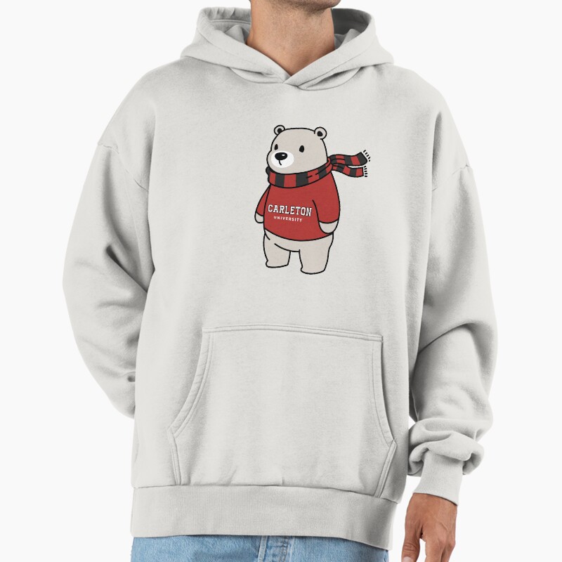 Carleton University Bear With Sweater Unisex Hoodie Pullover Casual Streetwear Graphic Print