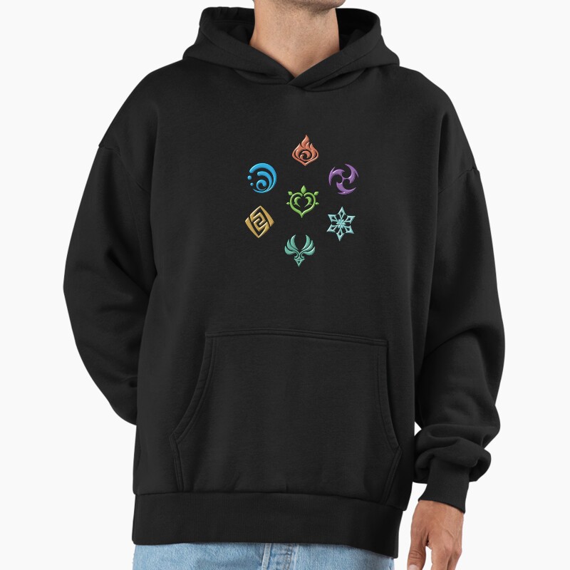 Genshin Impact ,Elements  Logo 3d Unisex Hoodie Pullover Casual Streetwear Graphic Print