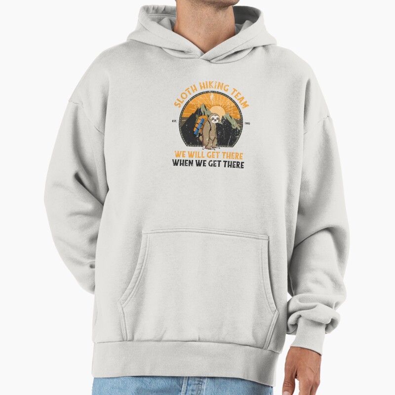 Sloth Hiking Team We Will Get There When We Get There Unisex Hoodie Pullover Casual Streetwear Graphic Print