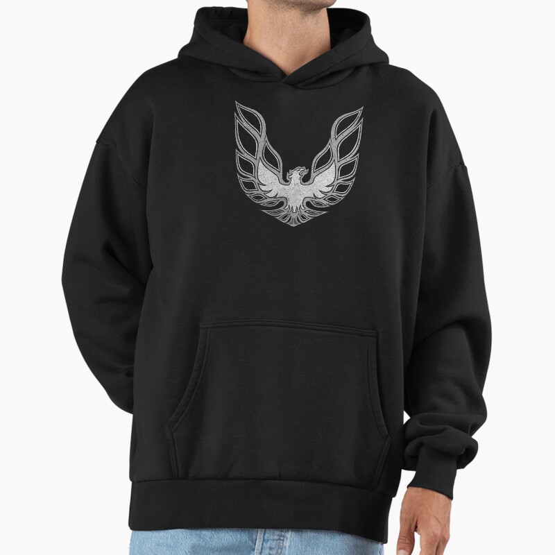 Firebird - Distressed - Chrome Unisex Hoodie Pullover Casual Streetwear Graphic Print