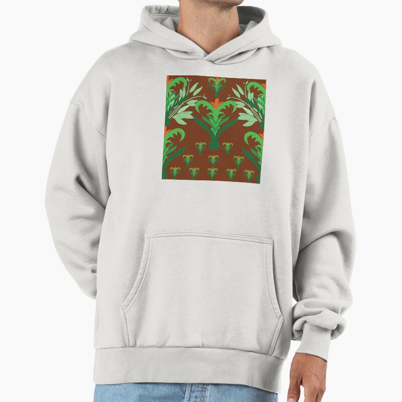 Tropical Night Bloom - Botanical Pattern In Earth Brown Unisex Hoodie Pullover Casual Streetwear Graphic Print