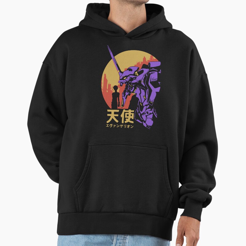 Neon Genesis Evangelion Retro Vintage Unisex Hoodie Pullover Casual Streetwear Graphic Print