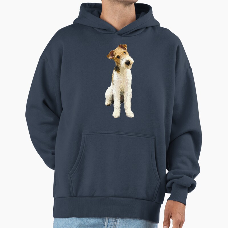 Wire Fox Terrier Head Tilt Unisex Hoodie Pullover Casual Streetwear Graphic Print