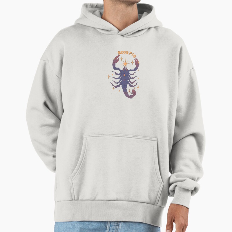 Scorpio Astrology Sign Starry Scorpion Design Unisex Hoodie Pullover Casual Streetwear Graphic Print