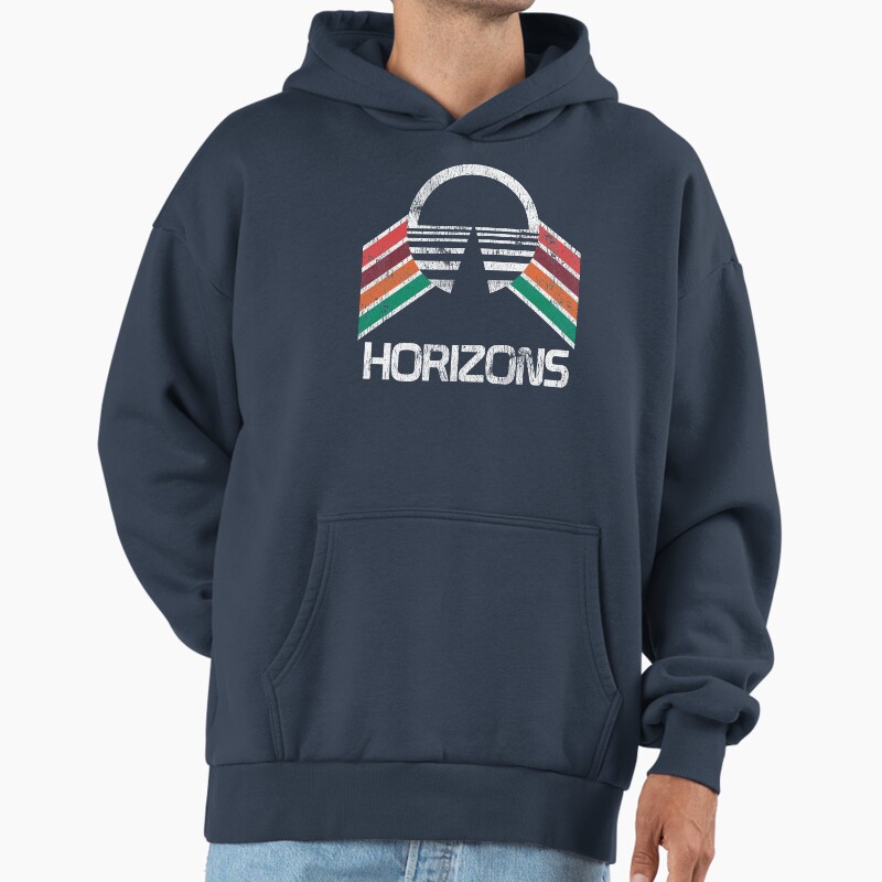 Vintage Horizons Distressed Logo In Vintage Retro Style Unisex Hoodie Pullover Casual Streetwear Graphic Print