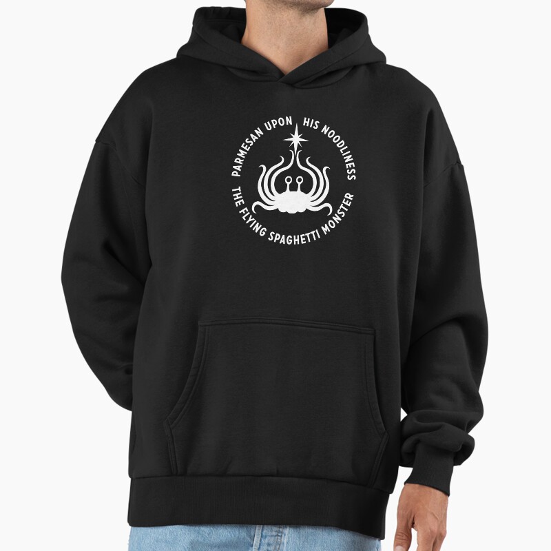 Flying Spaghetti Monster - His Noodliness (White) Unisex Hoodie Pullover Casual Streetwear Graphic Print