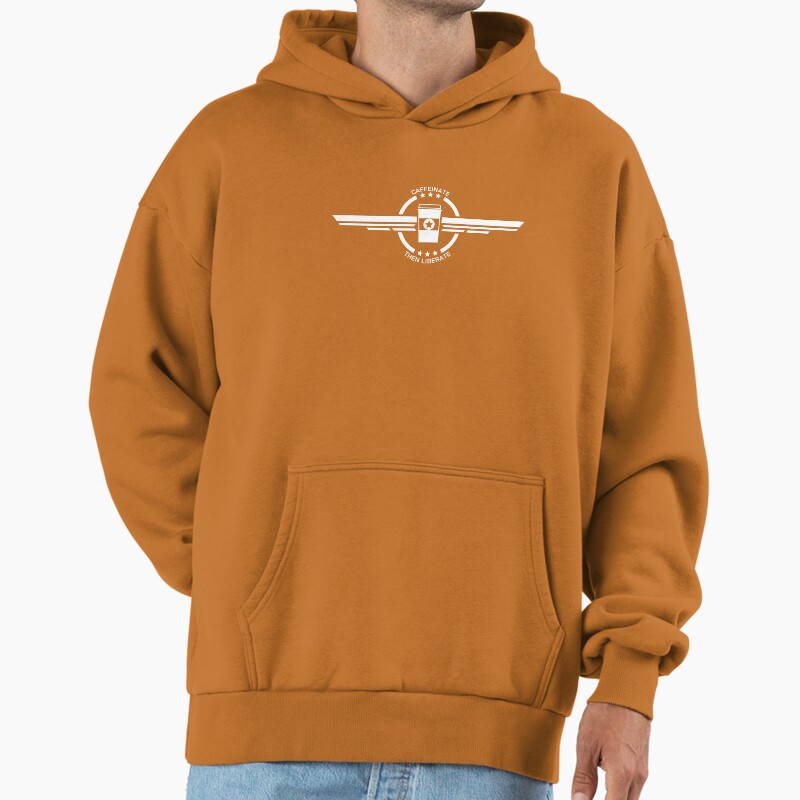 Caffeinate Then Liberate Unisex Hoodie Pullover Casual Streetwear Graphic Print