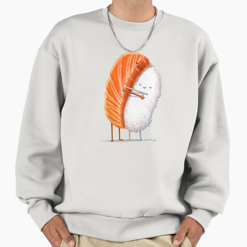 Sushi Hug Unisex Sweater Crewneck Pullover Casual Streetwear Graphic Print