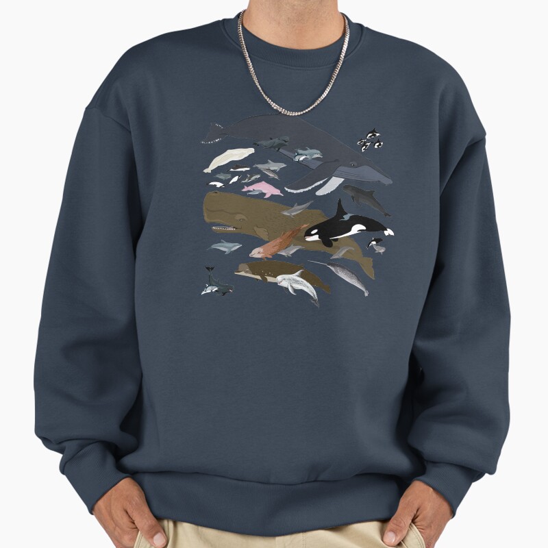 I Am Thankful For Cetaceans Unisex Sweater Crewneck Pullover Casual Streetwear Graphic Print