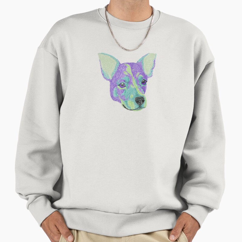 Small Scribble Pup Unisex Sweater Crewneck Pullover Casual Streetwear Graphic Print