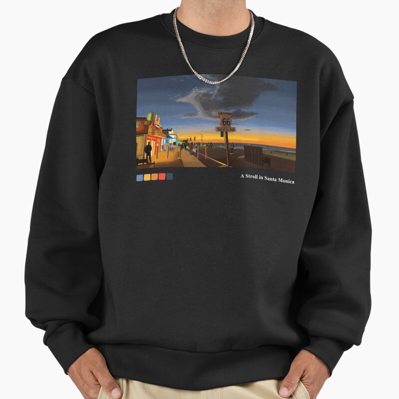 A Stroll In Santa Monica Unisex Sweater Crewneck Pullover Casual Streetwear Graphic Print