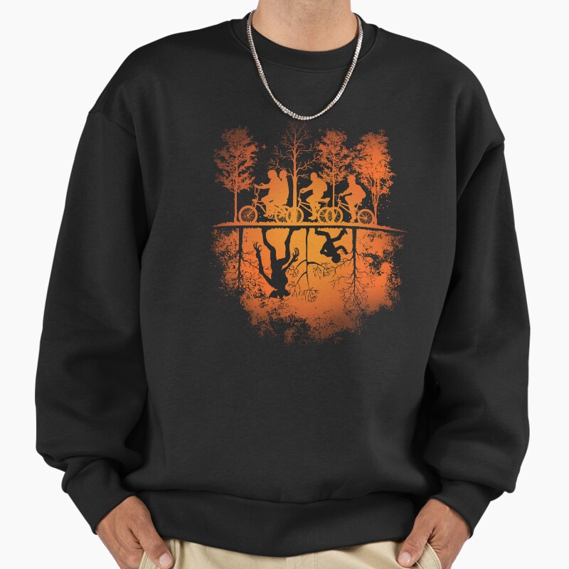 Stranger Things Halloween Hawkins Party Ride Unisex Sweater Crewneck Pullover Casual Streetwear Graphic Print