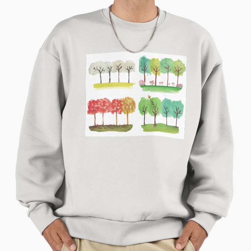 4 Seasons 4 Trees Unisex Sweater Crewneck Pullover Casual Streetwear Graphic Print