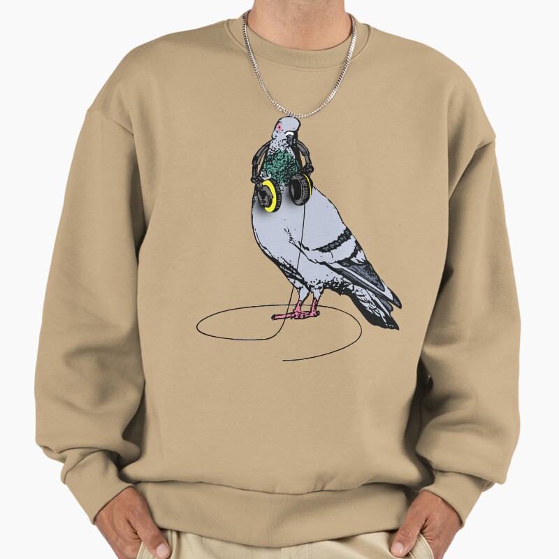 Techno Pigeon Unisex Sweater Crewneck Pullover Casual Streetwear Graphic Print