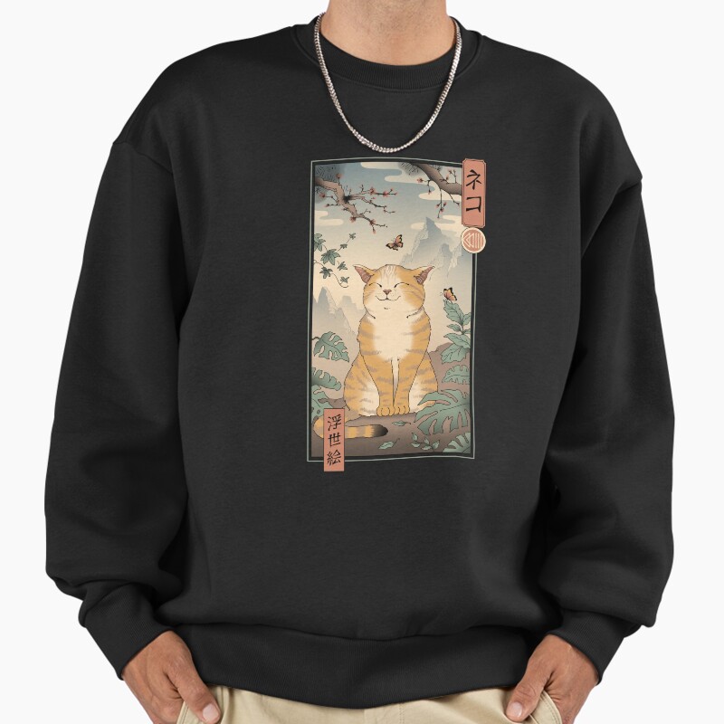 Edo Cat Unisex Sweater Crewneck Pullover Casual Streetwear Graphic Print