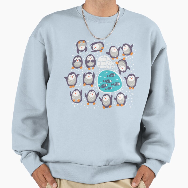 Winter Penguins Unisex Sweater Crewneck Pullover Casual Streetwear Graphic Print